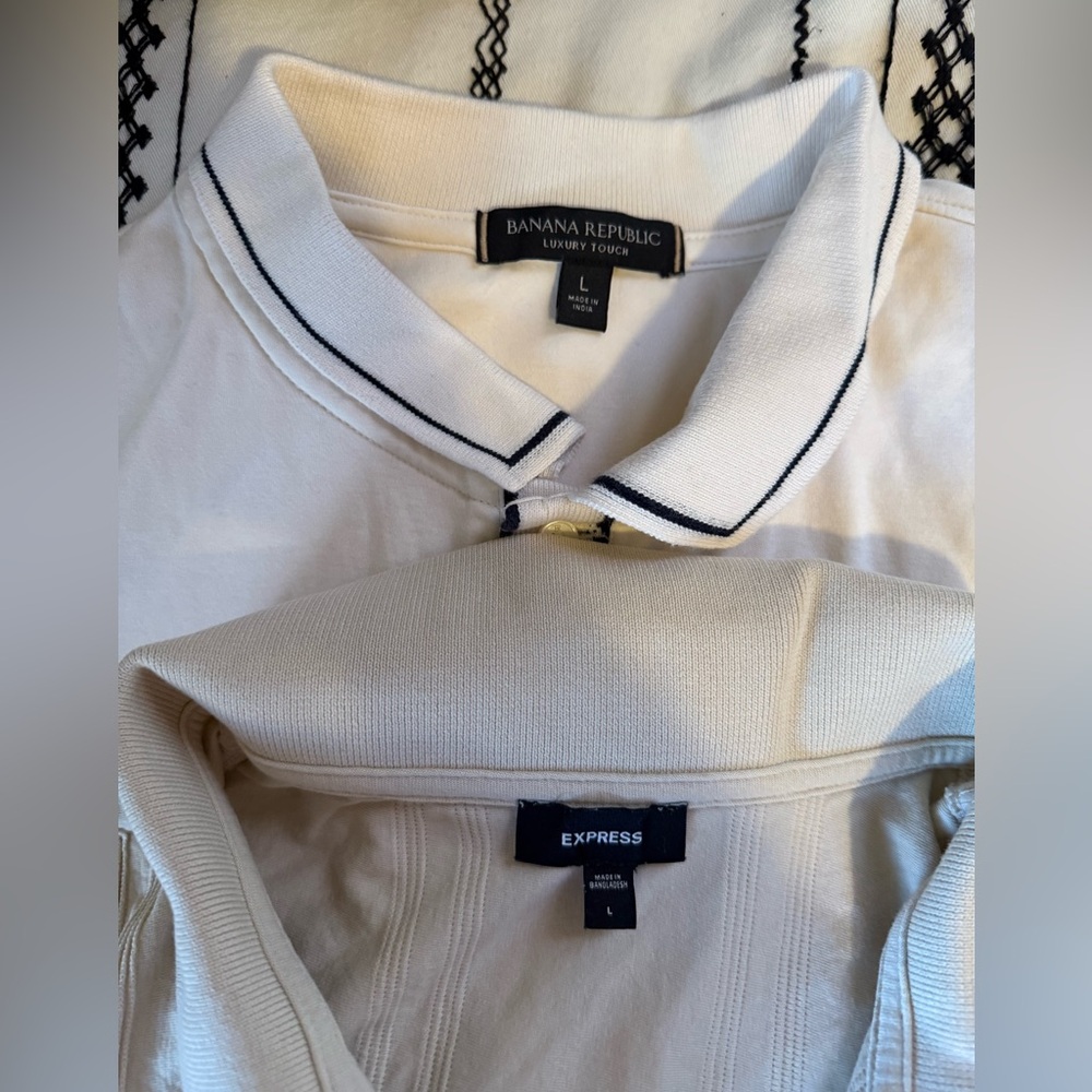 2 Men Shirts - Banana Republic and Express Polo Shirts, size L